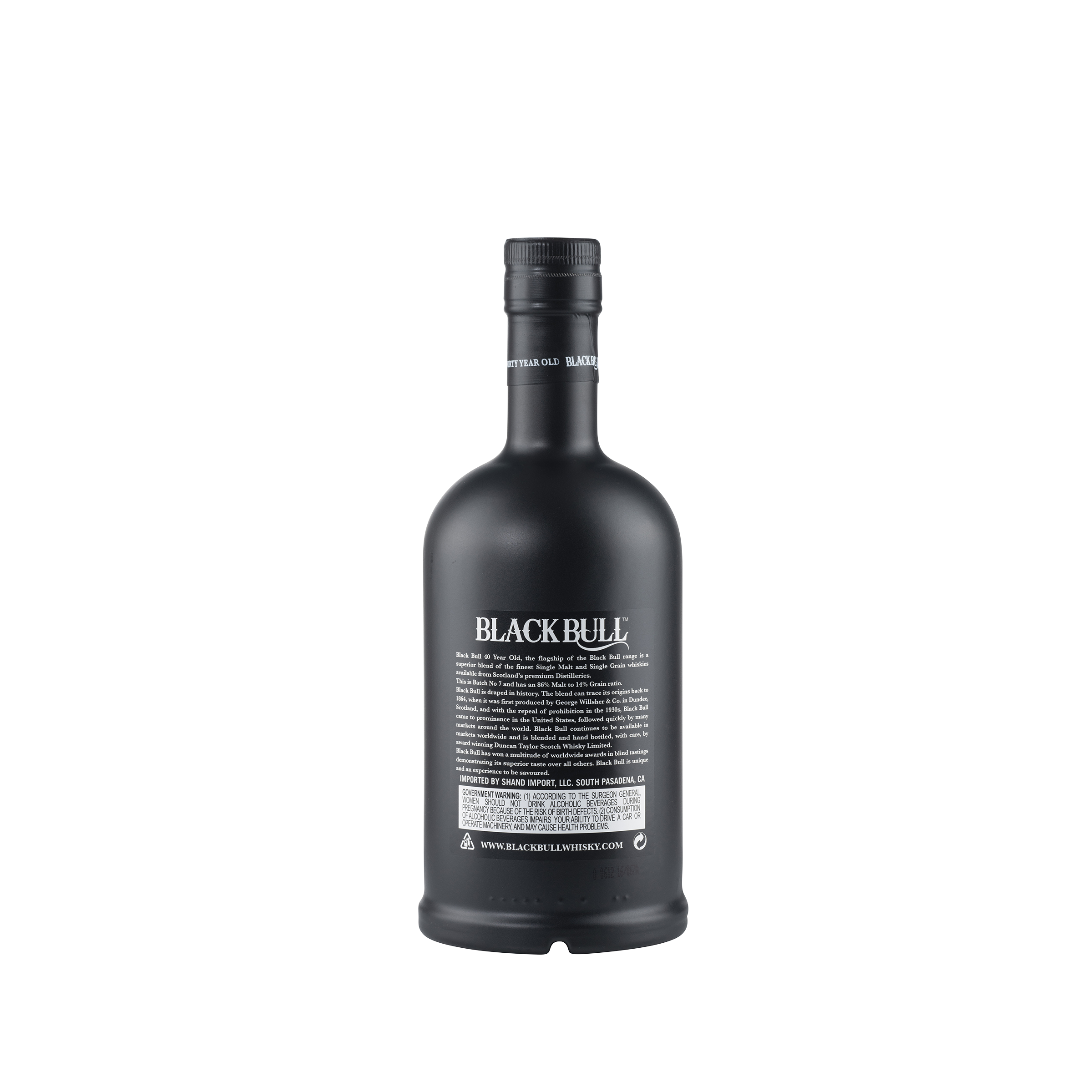 Black Bull 40 Year Old Blended Scotch Whisky NV Bottle Back