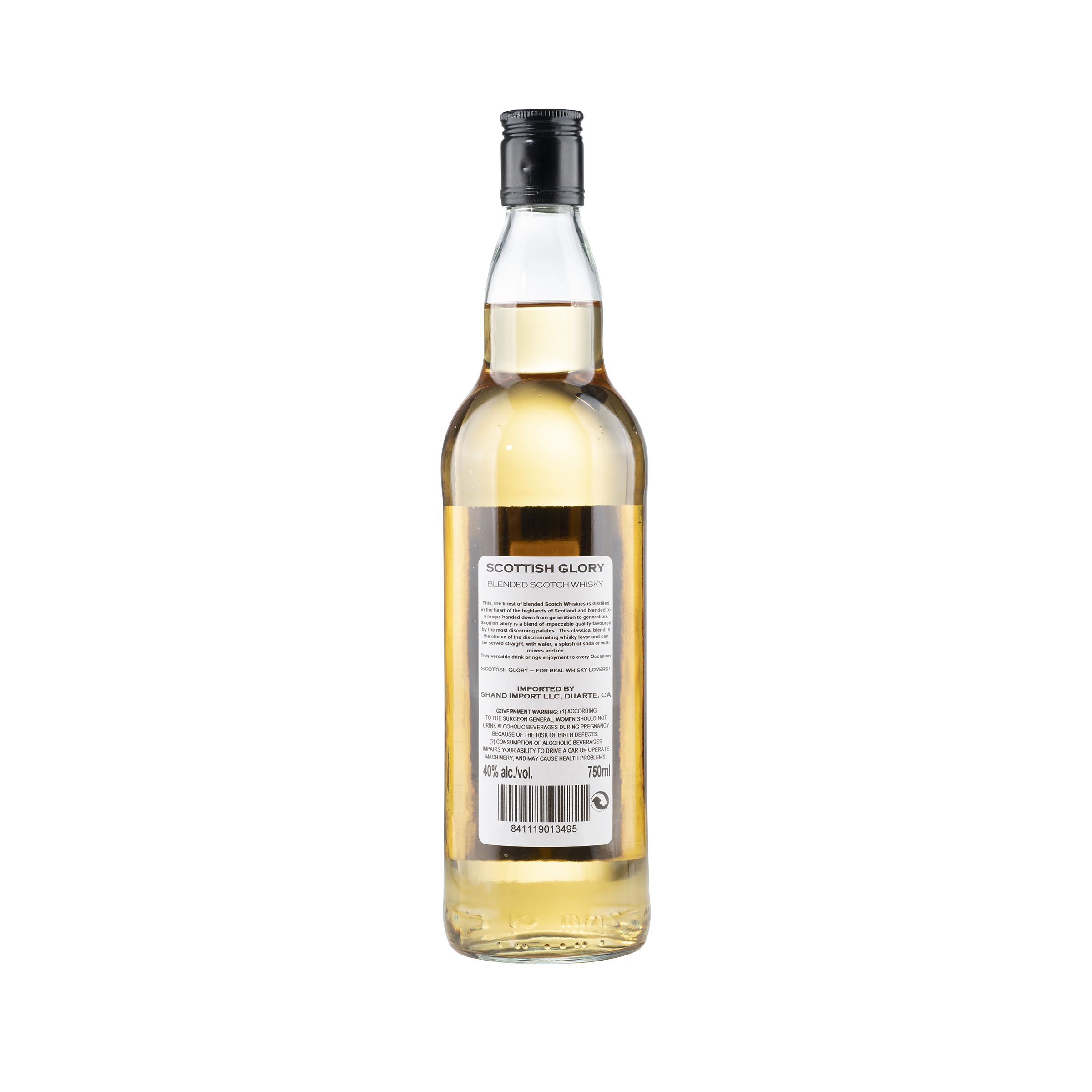 Scottish Glory Blended Scotch Whiskey Bottle Back