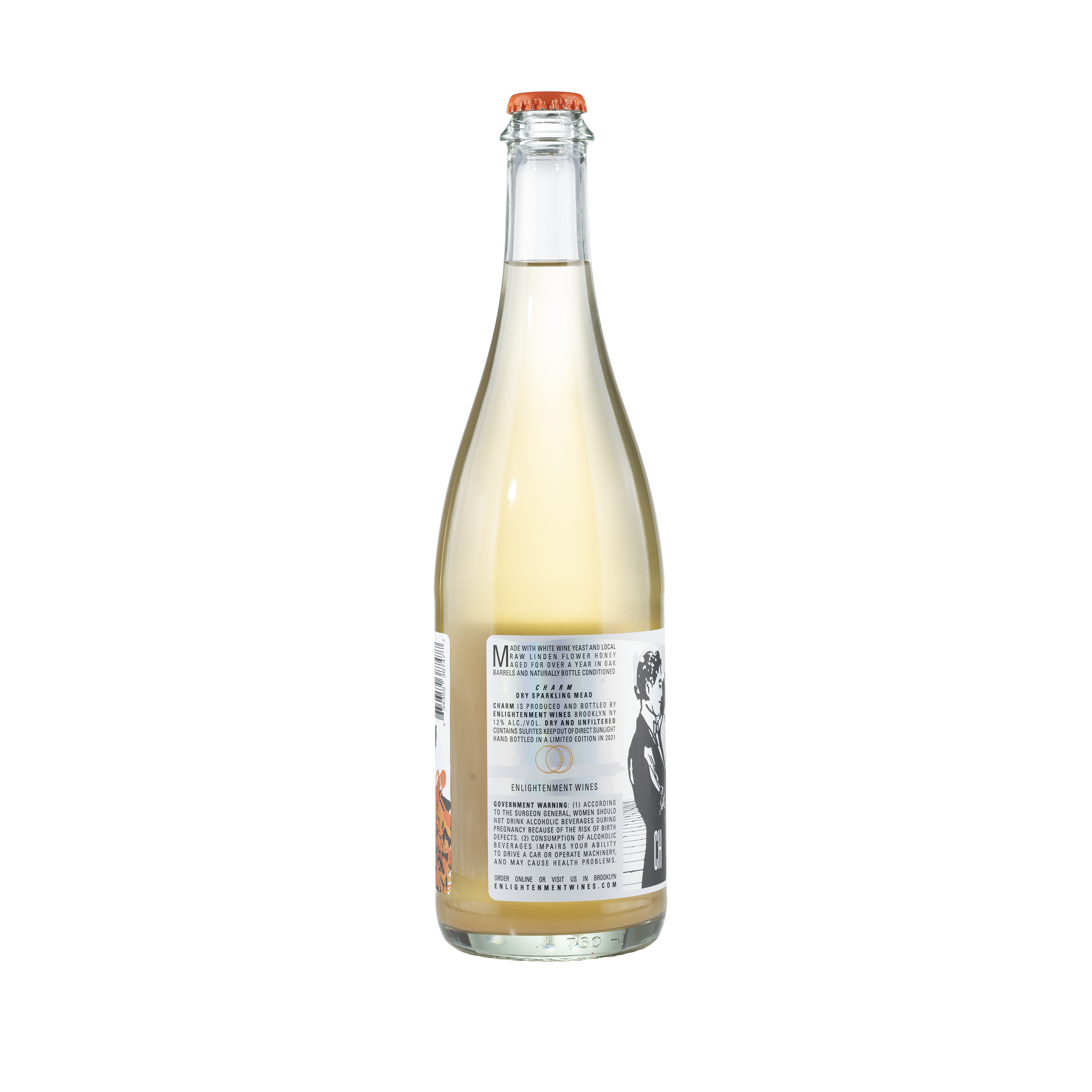"Charm" Sparkling Summer Flower Honey Wine 2021 Bottle Back