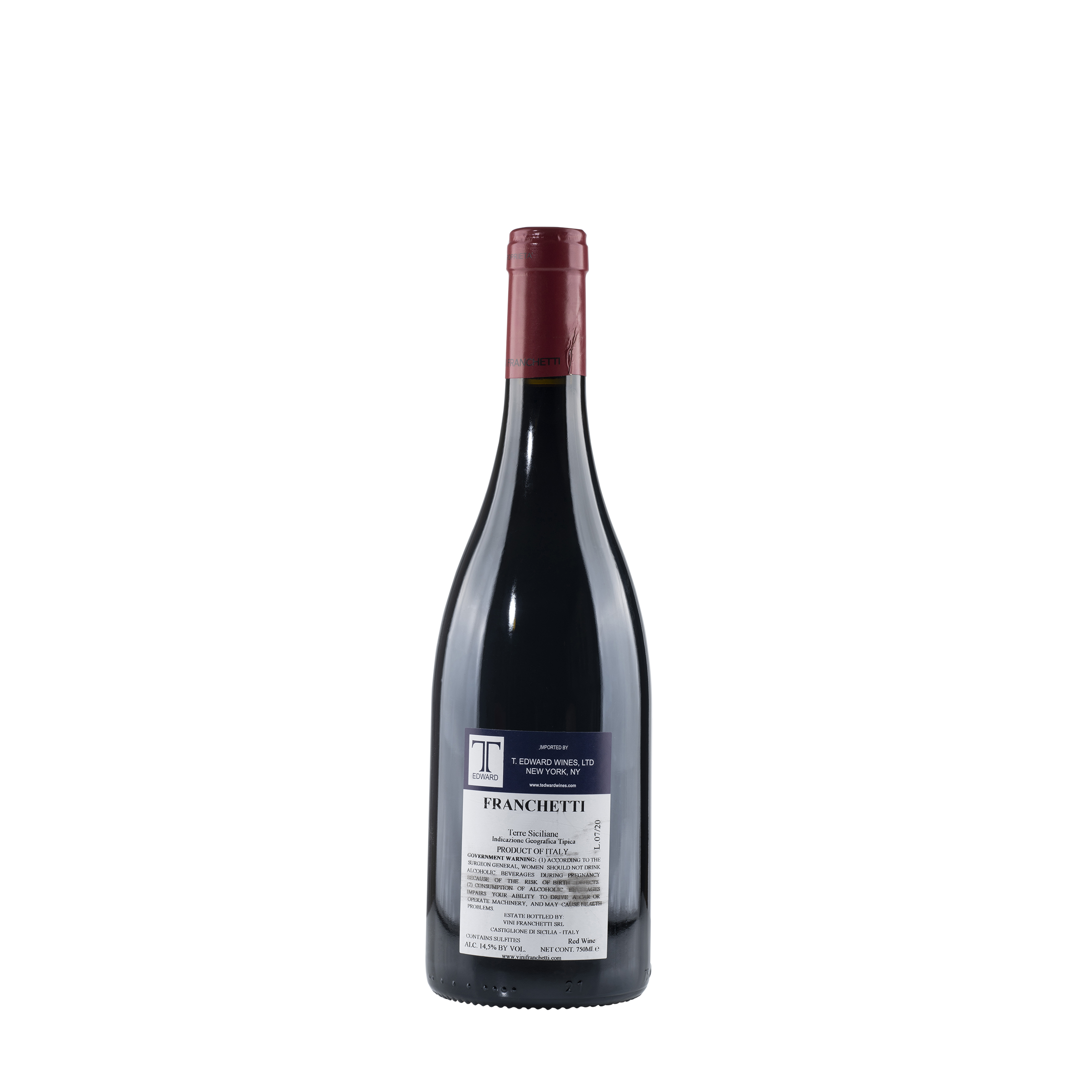 Franchetti "Terre Siciliane IGT" 2020 Bottle Back