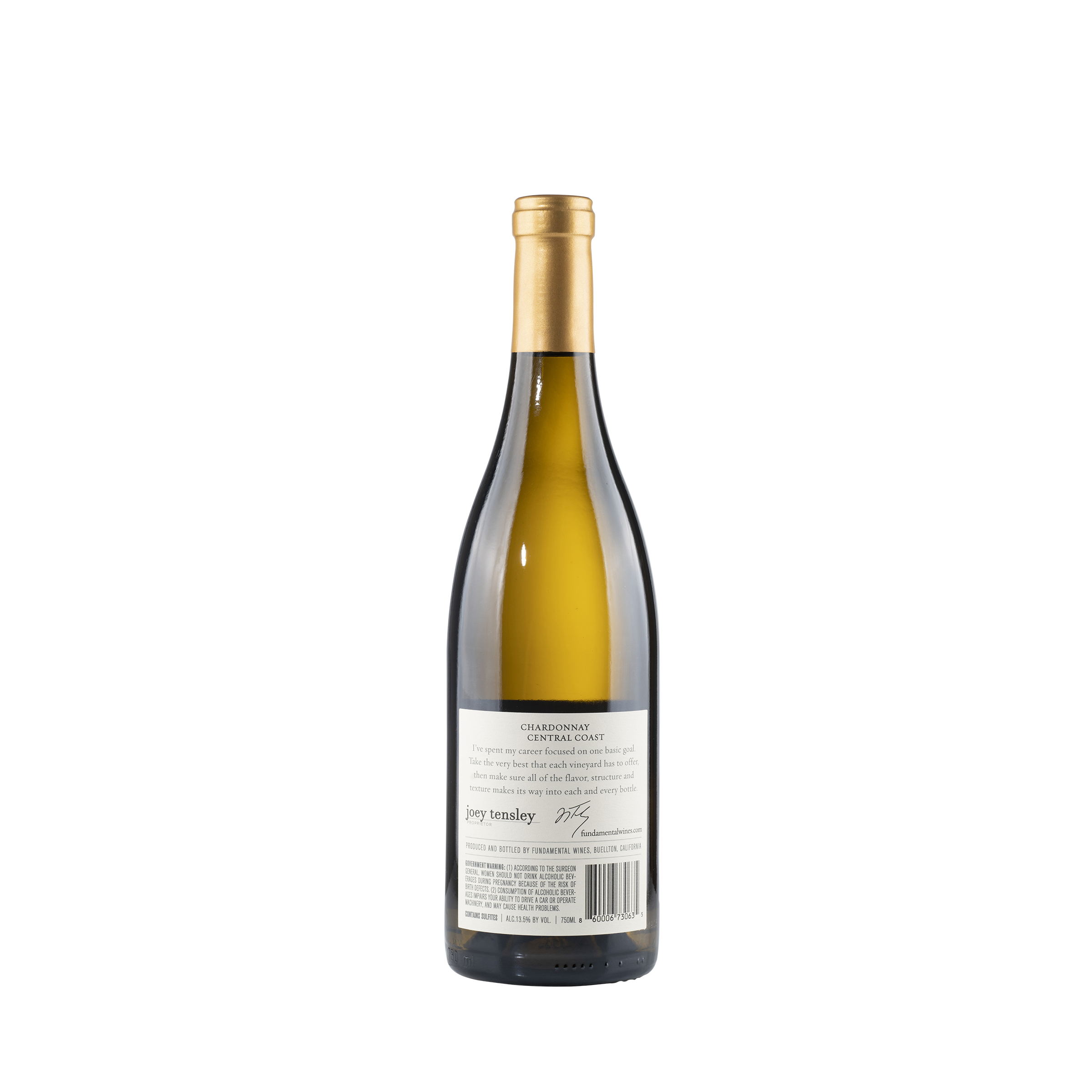 Chardonnay Central Coast 2021 Bottle Back