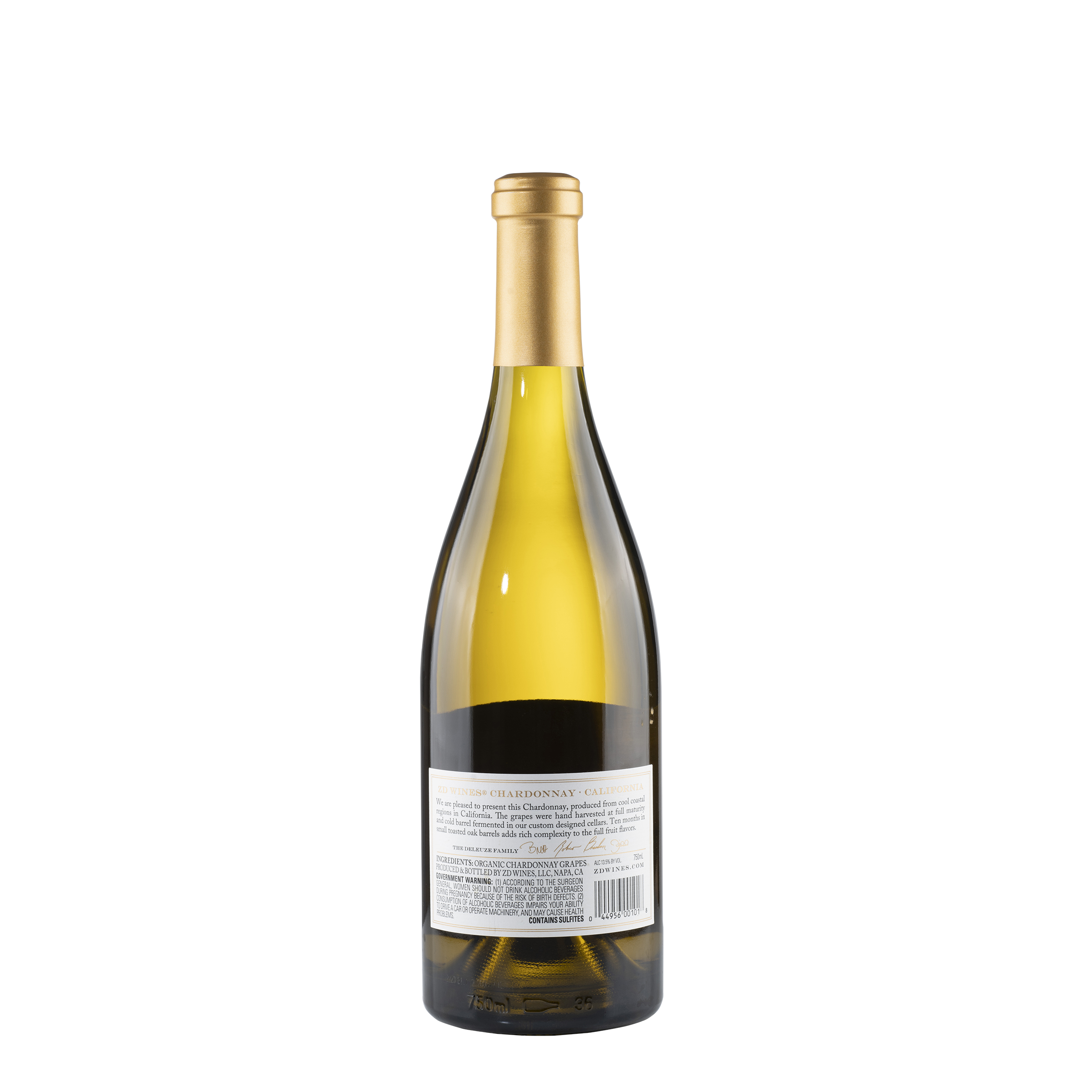 ZD Wines Chardonnay 2021 Bottle Back